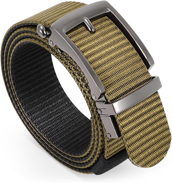 SANSTHS Reversible Ratchet Belts for Men, Tactical Mens Belt Nylon Web 1 1/3", Outside Tail Golf Belt